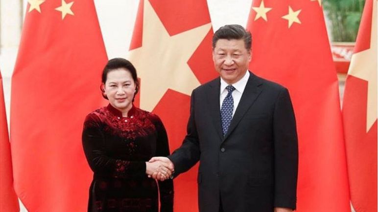 Bản quyền hình ảnh Getty Images Image caption Chủ tịch Trung Quốc Tập Cận Bình tiếp Chủ tịch Quốc hội Việt Nam Nguyễn Thị Kim Ngân hôm 12/7/2019 tại Bắc Kinh