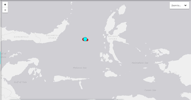 Vị trí tâm chấn của trận động đất và các dư chấn. Ảnh: USGS