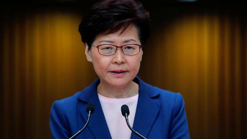 Trưởng đặc khu Hồng Kông Lâm Trịnh Nguyệt Nga (Carrie Lam) phát biểu về dự luật dẫn độ, Hồng Kông, 9/7/2019.REUTERS/Tyrone Siu